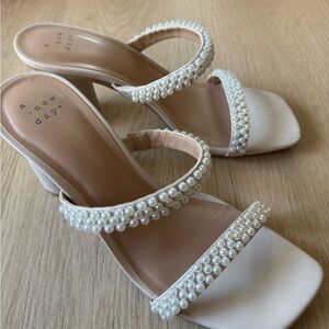 A New Day Women's White Pearl Strap Heels